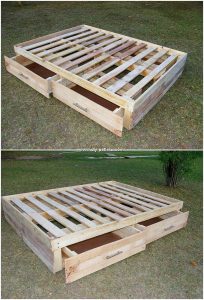Pallet Bed Frame with Drawers