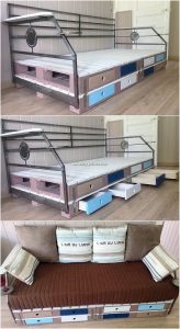 Pallet Cum Bed with Drawers