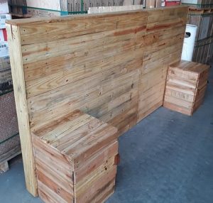 Pallet Headboard with Side Tables