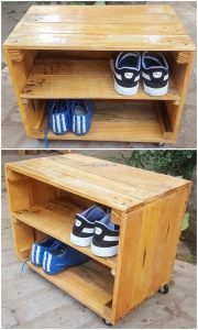 Pallet Seat with Shoe Rack
