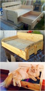 Pallet Cat Bed with Drawer