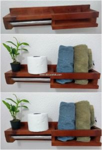 Pallet Towel Rack and Toilet Paper Roll Holder