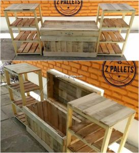 Pallet Storage Box with Side Tables