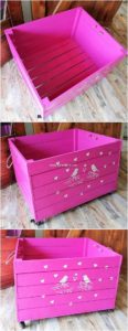 Pallet Toy Box on Wheels