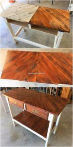 Wood Pallet Table with Drawers
