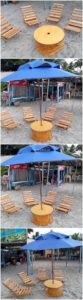 Pallet Outdoor Chairs and Round Top Table