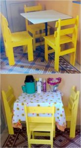 Wood Pallet Table and Chairs