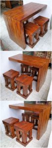 Pallet Desk Table and Stools