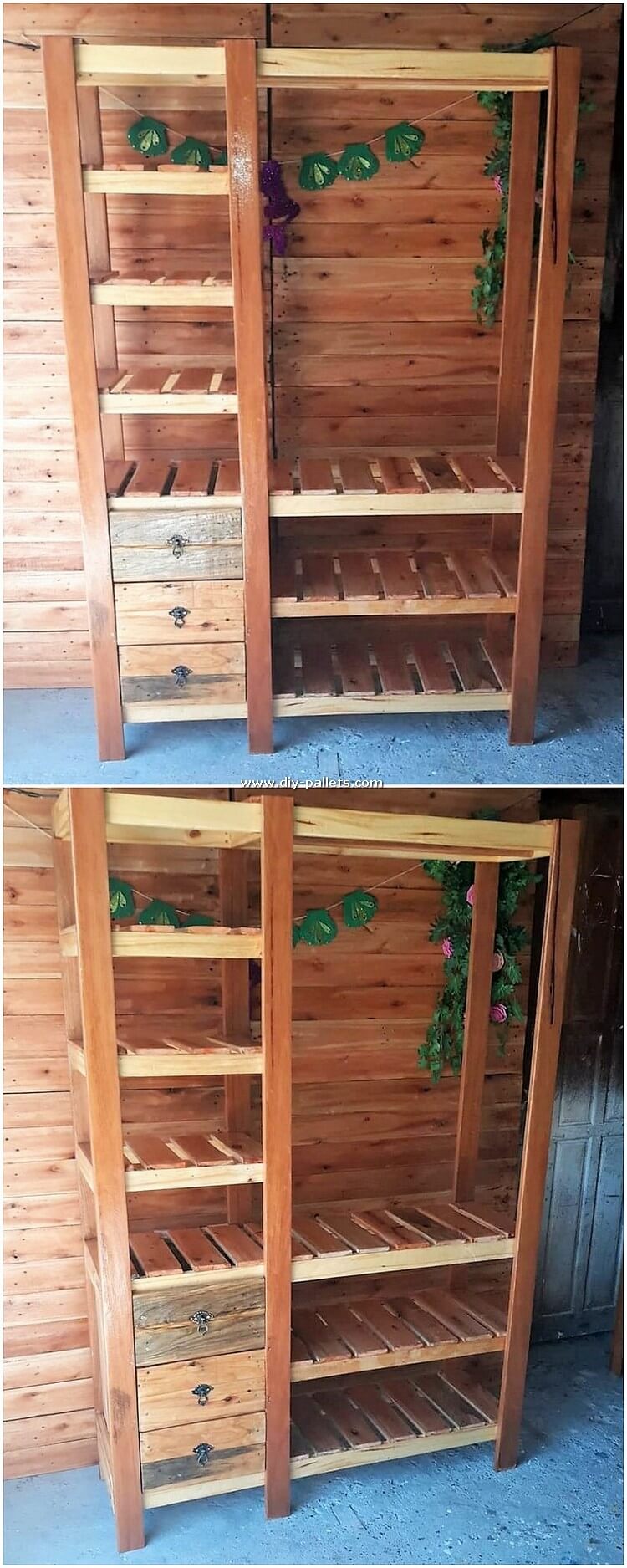 Pallet Shelving Unit with Drawers