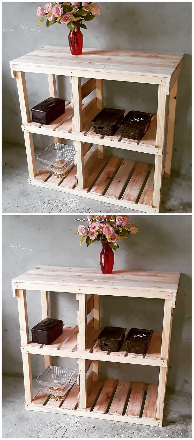 Wooden Pallet Table with Shoe Rack
