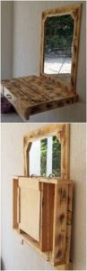 Pallet Mirror Frame with Folding Desk
